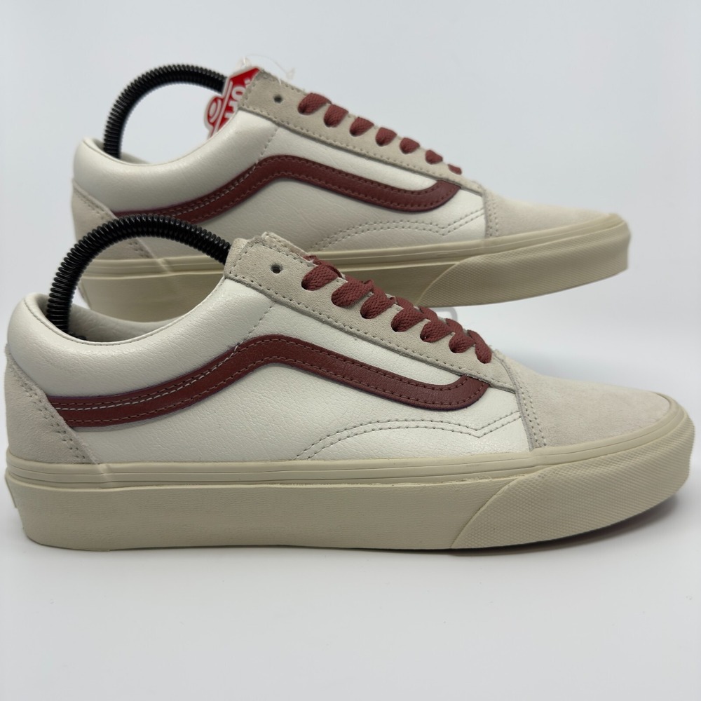 Vans Old Skool Vintage Pop Mens 8 Marshmallow‎ Turtledove Low White Burgundy NWT